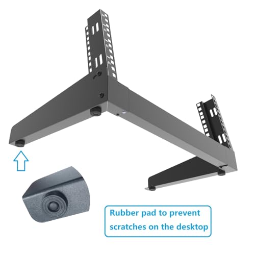 4U Desktop Network Rack 19 inches Small Open Frame Rack 2 Post Free-Standing Tabletop Rack for Server, Patch Panel, Data, AV, IT,Studio or Networking Equipments (4U) - size: 4U