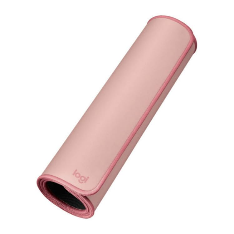 Logitech Desk Mat - Studio Series, Multifunctional Large Desk Pad, Extended Mouse Mat, Office Desk Protector with Anti-Slip Base, Spill-Resistant Durable Design, in Darker Rose - color: Darker Rose