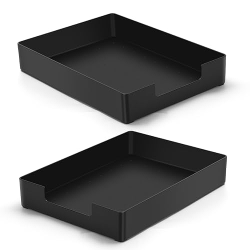 Letter-Size Tray Desk Letter Tray Paper Tray, Sturdy Heavy-Duty Plastic Printer Paper Tray, Single-Tier Stackable File Storage Organizer for Office Home (Black ×2) - color: Black ×2