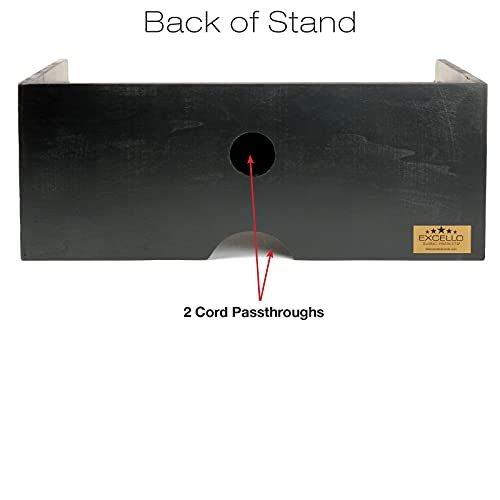 EXCELLO GLOBAL PRODUCTS Wooden Monitor Stand: Includes Drawer for Desktop Organization of Notebooks, Pens, Pencils & Office Supplies (Black) - color: Black