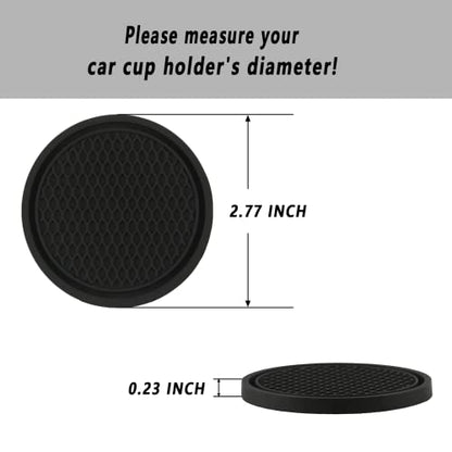 ZSDY Car Cup Coaster, 4PCS Universal Auto Non-Slip Cup Holder Embedded in Ornaments Silicone Coaster, Car Interior Accessories Sets, Black - color: Black