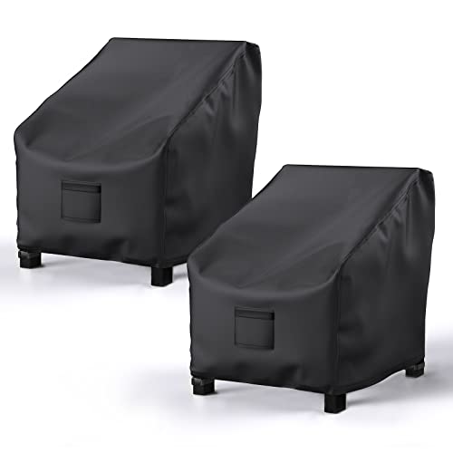 Patio Chair Covers for Outdoor Furniture Waterproof 2 Pack, Lawn Chair Covers Heavy Duty Oxford Cloth, Large Covers for Lounge Lawn Deep Seat Black 30" W×27" D×36" H - color: Black, size: 30" W x 27" D x 36" H