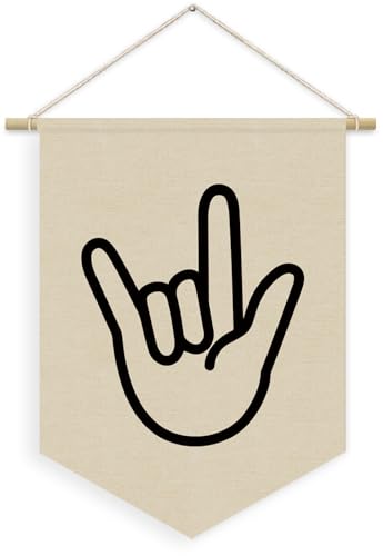 Kids Room Decor, Boy Nursery Linen Canvas Banner, I Love You Hand Sign Neutral Wall Hanging Pennant Flag Banner for Boys Kids Toddler Room Bedroom Playroom Decor, 15x11in - color: I love you sign language