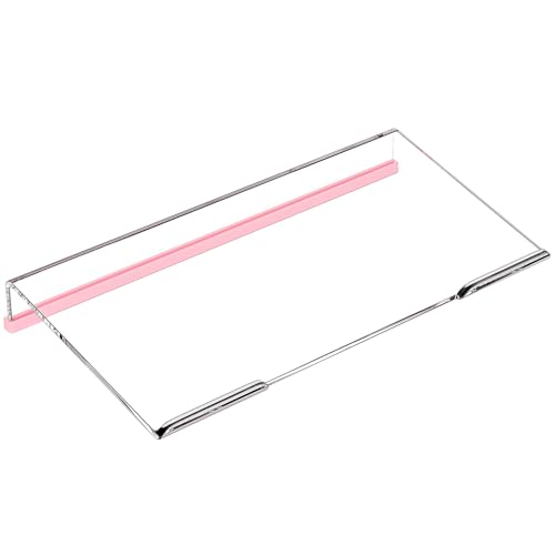 Richboom Computer Keyboard Stand for Desktop, 11.8" Tiny Clear Acrylic Keyboard Riser 78 Keys Compact Keyboard Lift for Desk Ergonomic Short Keyboard Holder Tray with Black and Pink Silicone Strip - color: Clear w/ Black Silicone Strip