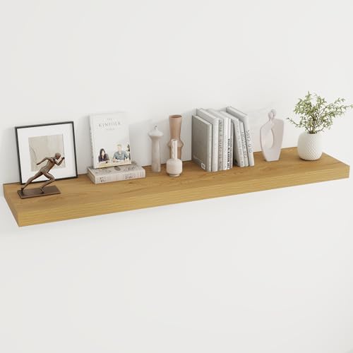 Dreamland 55 Inches Floating Shelves for Wall, 9.8" Deep Long Floating Shelves Set of 1, Large Display & Storage Shelf, Wall Shelf for Bathroom Bedroom Living Room Kitchen Office, Oak - color: Oak, size: 55"W x 10"D, Set of 1