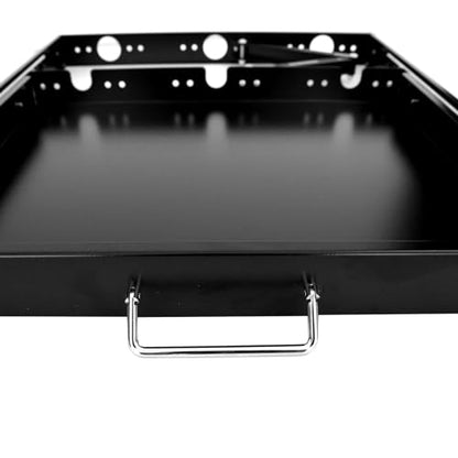 GlobalRack 1U Keyboard Drawer, 17.75" Depth, Extends to 27", Soft-Close | 1U keyboard drawer | 1U rack drawer | Soft-close damping | Foldable handle | Built-in cable management | Heavy-gauge stee