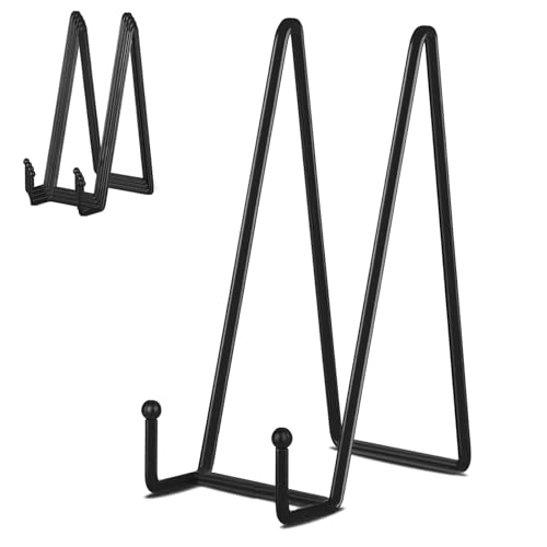 IBosins 5 Pack 10 Inch Plate Holder Display Stands, Large Metal Black Frame Stand for Picture, Book, Photo Easel, Creation, Collectibles - color: Black, size: 10 Inch