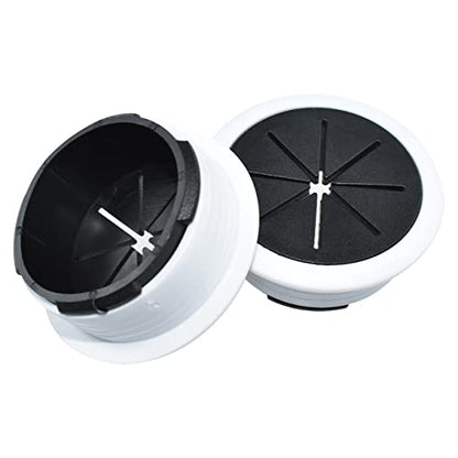 Aifeier ET 2PCS Desk Grommet 2 Inch/50mm Rubber Cable Wire Grommet Cable Hole Cover for Managing and Hiding Office PC Desk Cable Cord (Black with White) - size: Detachable 2 Inch/50mm(Black with White)