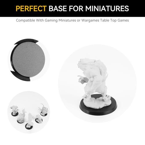60PCS 50mm/1.97inch Textured Plastic Black Round Miniature Bases, Model Base for Gaming Miniatures or Wargames Table Top Games - color: 50mm-60pcs-black