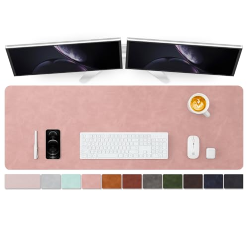 Distressed Leather Desk Mat - Non-Slip PU Desk Pad for Office and Home - Desk Organization and Accessories - Ideal for Large Mouse Pad and Desk Mats on Top of Desks(Dusty Rose,47.2"x 17") - color: Dusty Rose, size: 47" x 17"