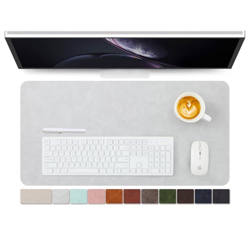 Distressed Leather Desk Mat - Non-Slip PU Desk Pad for Office and Home - Desk Organization and Accessories - Ideal for Large Mouse Pad and Desk Mats on Top of Desks(Ash Gray,27.6"x 13.8") - color: Ash Gray, size: 27.6" x 13.8"