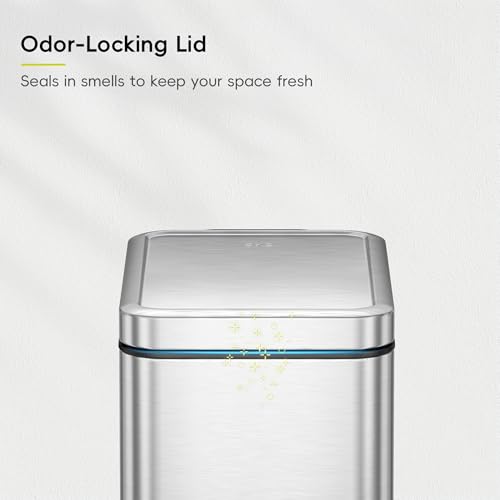 EKO Small Bathroom Trash Can with Lid Soft Close, Step Pedal, 10 Liter / 2.6 Gallon Stainless Steel Garbage Can with Removable Inner Bucket, Anti-Fingerprint Finish (Silver) - color: Stainless Steel, size: 10L