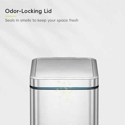 EKO Small Bathroom Trash Can with Lid Soft Close, Step Pedal, 10 Liter / 2.6 Gallon Stainless Steel Garbage Can with Removable Inner Bucket, Anti-Fingerprint Finish (Silver) - color: Stainless Steel, size: 10L