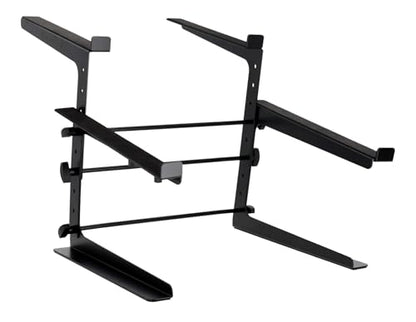 Rockville Rock2d2 Adjustable Dual Shelf DJ Controller Midi Keyboard Laptop Stand | Fits Laptops & MIDI Keyboards, Adjustable Width/Height/Depth, Steel Construction, Rubber Grip Pads, Non-Slip Feet