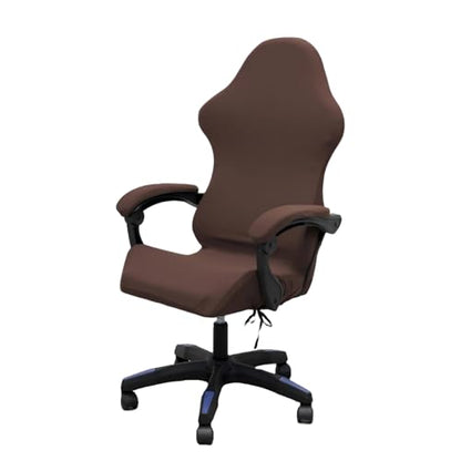 Gaming Chair Cover Set with Armrest Covers, Stretch Ruffled Slipcover for Racing Office Computer Reclining Chairs (Coffee) - color: Coffee