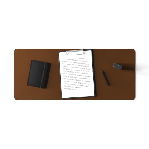 POUT TekDec Mat – Vegan Leather Desk Pad (31.5×13.4in / 80×34cm), Water-Resistant Surface, Anti-Slip Base, Scratch & Heat Protection, Multi-Functional Writing & Mouse Pad – Cinnamon Brown - color: Cinnamon Brown