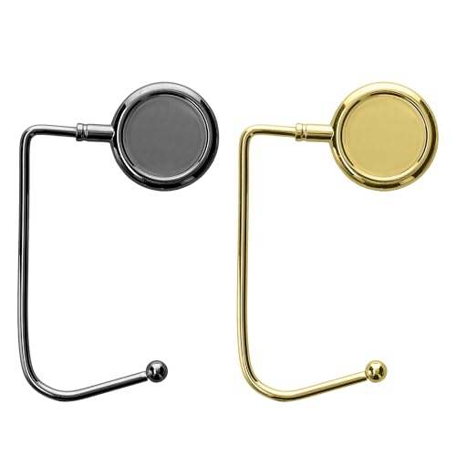 kwmobile Purse Hook for Table - Set of 2 Purse Holder - Handbag Hanger - Portable Bag Holder - Bag Hooks for Desk - Table Hook Dark Slate/Gold - color: Dark Slate / gold