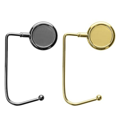 kwmobile Purse Hook for Table - Set of 2 Purse Holder - Handbag Hanger - Portable Bag Holder - Bag Hooks for Desk - Table Hook Dark Slate/Gold - color: Dark Slate / gold