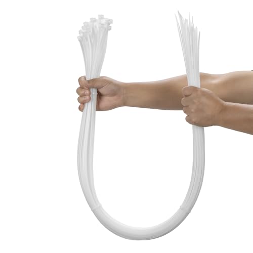 25PCS 48 inch Cable Zip Ties Heavy Duty 175lbs Tensile Strength Nylon Long Wire Ties Self-Locking Durable Plastic Tie Wraps for Indoor and Outdoor UV Resistant(White) - color: White, size: 48 inch(175lbs)