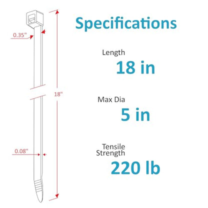 Large Zip Ties 18 Inch (120 Pack) - Heavy Duty, 220 lb Tensile Strength, Black Cable Ties, Extra Long Wire Ties, SKALON - size: 18" (120 Pack)