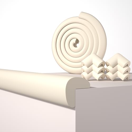 6.56FT L-Shape Baby Corner Protector Guards, Pre-Taped, 0.47''Thick | Edge Safety Bumpers for Furniture & Sharp Table Corners, with 6 Corners, Waterproof Soft Foam Adhesive Guard Cushion, Beige - color: Beige, size: 0.47''Th (6.56ft)