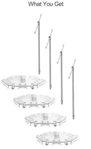 Flexible Assembled Action Figure Stand,Action Figure Display Holder Stand Base,Compatible with HG RG SD SHF Gundam 1/144 Toy,Doll Model Support Stand (4 Pack Clear) - color: 4 Pack Clear