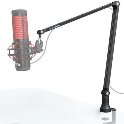Microphone Arm Stand, CACENCAN Upgraded Mic Boom Arm with Cable Management, 3/8" to 5/8" Adapter, Desk Mount Mic Stand for Blue Yeti, Shure SM7B, HyperX, Streaming, Podcast, Gaming, Recording (Black)