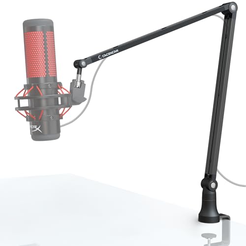 Microphone Arm Stand, CACENCAN Upgraded Mic Boom Arm with Cable Management, 3/8" to 5/8" Adapter, Desk Mount Mic Stand for Blue Yeti, Shure SM7B, HyperX, Streaming, Podcast, Gaming, Recording (Black)
