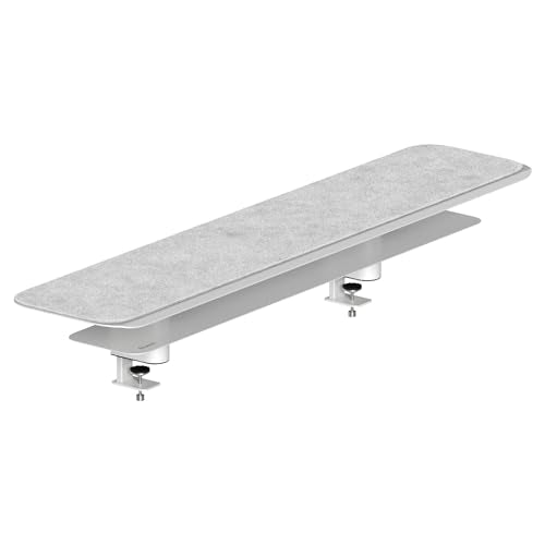 Branch Monitor Stand - Elegant, Durable Powder-Coated Steel Stand with Soft Felt Liner - Large Monitor Riser Second Tier Storage - Installs with a Universal Clamp for Ergonomic Workspace - White - color: White, size: Large