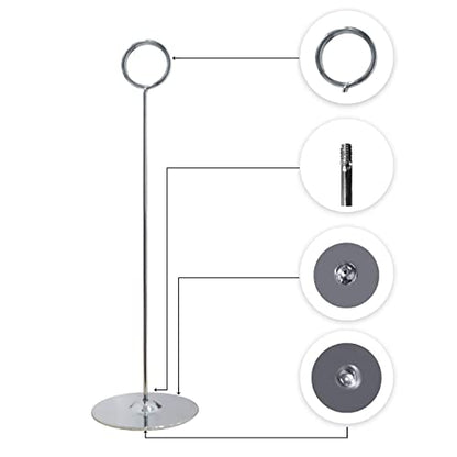 Urban Deco 16 Pieces Table Card Holder 8 inches Silver Place Steel Card holders for Photos, Food Signs, Memo Notes, Weddings, Restaurants, Birthdays. - color: Silver