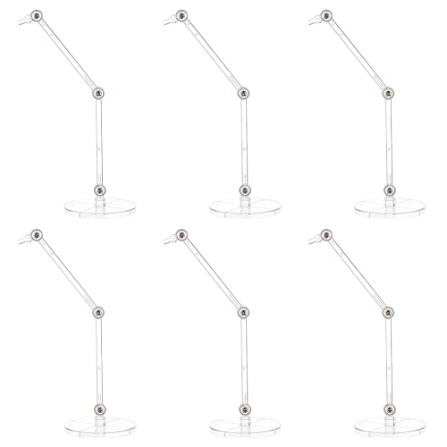 FINGERINSPIRE 6 Pcs Action Figure Stands Clear Doll Model Support Stand with 2 inch Round Base Assembly Action Figure Display Holder without Claw Durable Display Stand Compatible with Figures Models