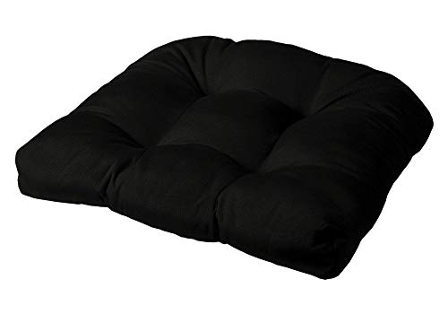 Cushion Source Tufted Chair Cushion | Rounded Back Corners | 21" x 19" x 4" Seat Cushion | No Ties | Indoor/Outdoor | Sunbrella Black (5408-0000) - color: Sunbrella Black