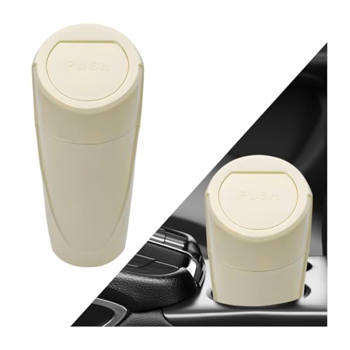 Car Trash Can with Lid, Mini Car Garbage Bin Leakproof Cup Holder Trash Can, Multipurpose Organizer Door Pocket Trash Cup Fits Auto Home Office, Universal Garbage Can (Beige) - color: Beige