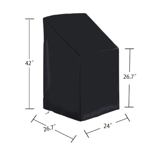 Outdoor Chair Cover Waterproof Sunproof Oxford Fabric with Drawstring - All Weather Protection for Patio, Garden, Balcony Furniture (Black 1 piece) - size: 42"*26.7"*24"(1 piece)