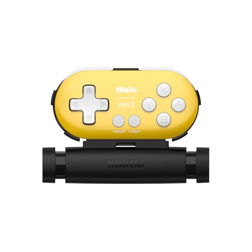 8Bitdo Zero 2 Bluetooth Gamepad Keychain Sized Mini Controller with Mobile Clip for Switch, Windows, Android (Yellow Edition) - color: Yellow