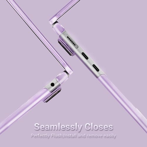 MOSISO Ultra-Thin & Seamlessly Closes Cover Compatible with MacBook Air 13 inch Case M5 M4 M3 M2 2026-2022 A3449 A3240 A3113 A2681, 2 in 1 Kit Anti-Fingerprints Shell for Mac Air 13.6, Purple - color: Purple