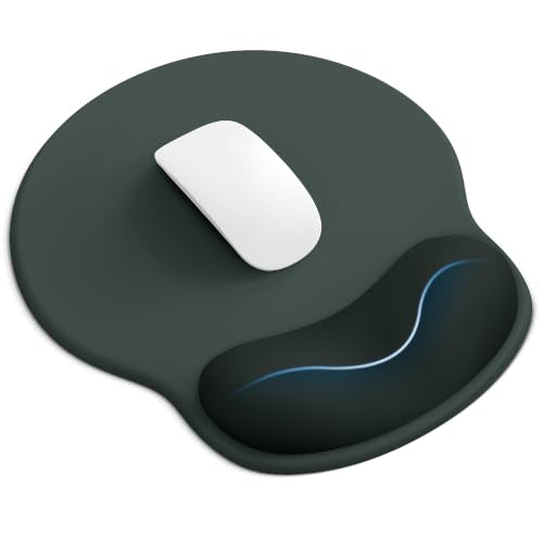Mouse Pad with Wrist Rest for Desktop Large Ergonomic Mouse Mat(Black+Gray) | 10.6''L x 9''W Size, Gel Wrist Support, Non-slip Base, Washable Surface - color: Black+Gray