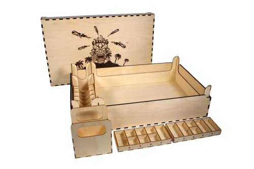 The Broken Token Fireball Island Compatible Game Crate - Wooden Storage Box with Multiple Trays