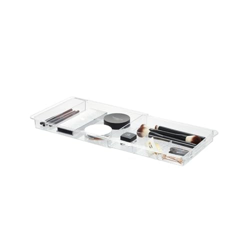 iDesign Expandable Makeup Drawer Organizer, Shallow Tray for Bathroom or Vanity Storage - Clear - color: Clear, size: Extends up to 18.5 Inches