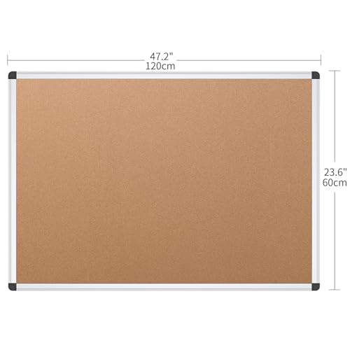 VIZ-PRO Cork Notice Board, 48 X 24 Inches, Silver Aluminium Frame - size: 48 X 24 Inches