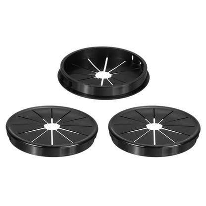 uxcell 3Pcs Desk Grommet Black, Snap Bushing Grommet with Shutter for Holes with 3.15"(80mm) Mounting, Round Nylon Snap in Cable Desk Grommet for Cables and Cords Management - size: 80mm