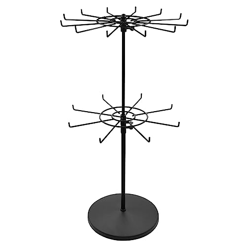 Polmart Heavy Duty Dual Heights (Stand & Tiers) Adjustable Countertop Spinner Display Stand (Black, 2-Tier) - color: Black