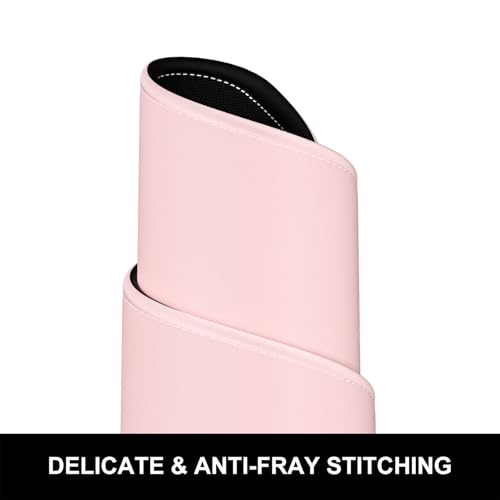 Hsurbtra Desk Pad, 32" x 16" Premium-Textured Desk Mat, Stitched Edge Anti-Slip Waterproof Rubber Mouse Pad, L Extended Computer Mat for Office Gaming Laptop Keyboard Pink - color: Pink, size: L Deskpad (32" x 16")