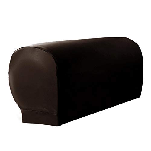 PU Leather Sofa Cover, 2 Sets of Waterproof Sofa Armrest Cover for Sofa Chair Arm Guard Sleeve Elastic Protective Cover(2pcs/cet,Brown)
