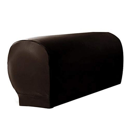 PU Leather Sofa Cover, 2 Sets of Waterproof Sofa Armrest Cover for Sofa Chair Arm Guard Sleeve Elastic Protective Cover(2pcs/cet,Brown)