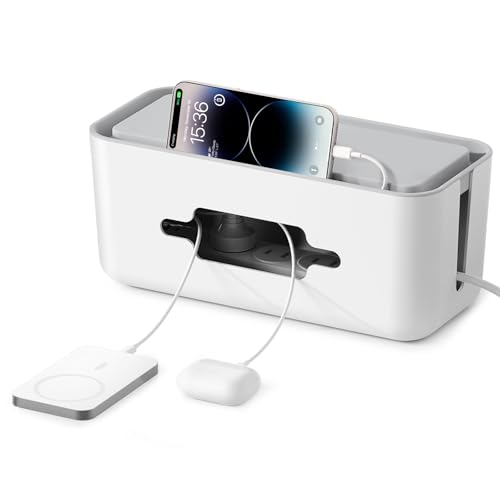 ORICO Cable Management Box, Cord Hider Box to Conceal Power Strips on Desk or Floor, Keeping Cords Tidy and Protected from Damage, Stylish Cable Organizers for Home, Office, School - PB01 - color: White
