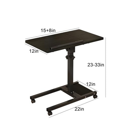 LINGMI Mobile Height Adjustable Laptop Desk with Mouse Pad, Portable Laptop Desk Rolling Tiltable Table with Small Side Table for Couch,Rolling Computer Stand - color: Dekuwood Black