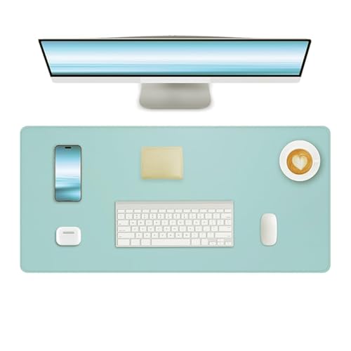 Non-Slip Leather Desk Mat, 31.5" x 11.8" Waterproof Laptop Computer Desk Keyboard Pad, Large Mouse Pad for Office,Work, Home, Decor (Sky Blue) - color: Sky Blue