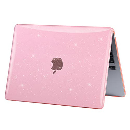 EooCoo Case Compatible with MacBook Air 13 inch M5 2026-2022 Release M4 M3 M2 A3449 A3240 A3113 A2681, Glitter Hard Shell&Keyboard Skin Cover&Screen Protector for Mac Air 13.6 inch, Sparkly Pink - color: Glitter Pink