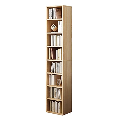 IOTXY Small Narrow Corner Bookcase - 71 Inches Tall Gap Freestanding Storage Cabinet, 8 Lattices Open Shelves Tower Rack, Cubes Bookshelf in Oak - color: Oak, size: 8-Cubes without Door